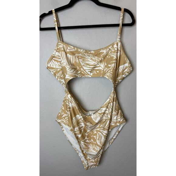 Madewell Second Wave Cutout One Piece Swimsuit in Palm Leaves Size Large - Picture 1 of 4